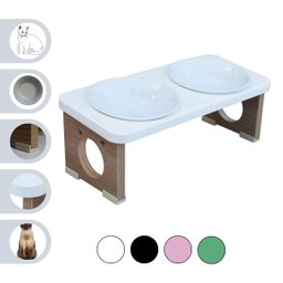 Comedouro Elevado Duplo Gato Pet Mdf Colors Branco - 1