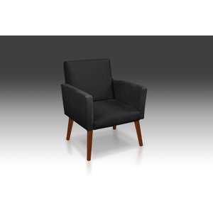 Poltrona Decorativa Nina Suede Preto - Pandora Decor - Casa Da Poltrona