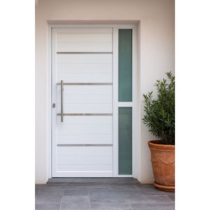 Porta de Alumínio Lambri Duplo 210x100 C/ Puxador e Vidro