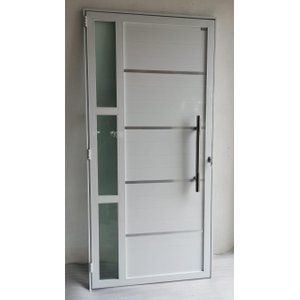 Porta de Alumínio Lambri Duplo 210x100 C/ Puxador e Vidro