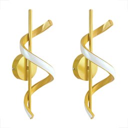 2 Arandela Moderna Dourada Espiral Led 10w Cabeceira Ace89 - 4