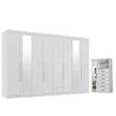 Ver imagem 1 de Guarda Roupa Casal New Master 8 Portas 4 Gavetas com Espelho e Cômoda 1 Porta 6 Gavetas com Espelho