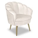 Ver imagem 4 de Poltrona Pétala com Pés Palito Dourado Veludo Bege para Studio Bz Home Decor