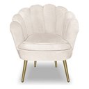 Ver imagem 5 de Poltrona Pétala com Pés Palito Dourado Veludo Bege para Studio Bz Home Decor