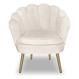 Poltrona Pétala com Pés Palito Dourado Veludo Bege para Studio Bz Home Decor - 5