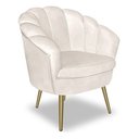 Ver imagem 3 de Poltrona Pétala com Pés Palito Dourado Veludo Bege para Studio Bz Home Decor