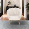Poltrona Pétala com Pés Palito Dourado Veludo Bege para Studio Bz Home Decor - 1