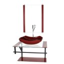 Ver imagem 1 de GABINETE DE VIDRO PARA BANHEIRO 60CM AP CUBA ABAULADA VERMELHO CEREJA COM TORNEIRA CROMADA