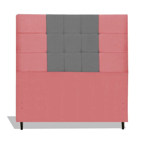 Cabeceira Estofada Box Solteiro Encosto para Cama Maveric 94x126 Composê Rosa/cinza