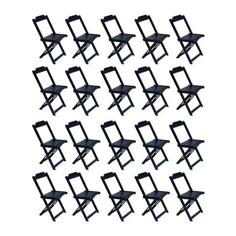 Kit 20 Cadeiras de Madeira Dobravel Preto