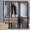 Kit Estante Closet com 4 Gavetas e 4 Cabideiros 1,60 M Cor:preto com Montana - 2