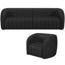 Ver imagem 1 de Kit Sofá 4 Lugares para Sala 292cm com 01 Poltrona Lazio M03 Corano Preto - Lyam Decor