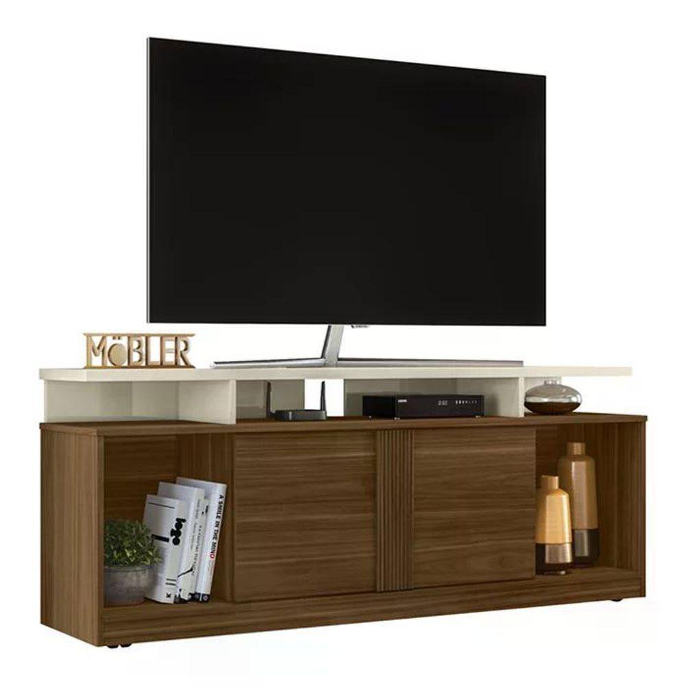 Mbl Racks Bancada Rack Tv 55 Polegadas Carvalho Nobre Off White Mbl | MadeiraMadeira