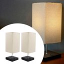 Ver imagem 1 de Kit 2 Abajur Luminaria de Mesa Quadrado Mdf Interruptor Ref 49 Decoração Casa Sala Quarto Escritório