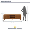 Ver imagem 4 de Rack com Painel para TV até 65 Polegadas 185cm x 196cm com LED MDF e Pés em Madeira Maciça Gaia