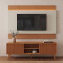 Ver imagem 1 de Rack com Painel para TV até 65 Polegadas 185cm x 196cm com LED MDF e Pés em Madeira Maciça Gaia
