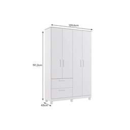 Guarda Roupa 4 Portas Jujuba C/ e 2 Gavetas Nature/branco - Permóbili Baby - 5
