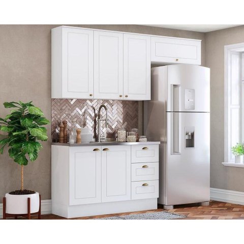 Kit Cozinha Modulada 3 Peças Americana 2 Aéreos + 1 Balcão sem Pia Cz136 Branco