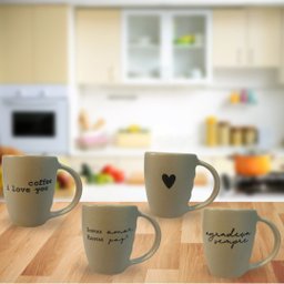 Jogo 4 Caneca Porcelana Fosca 120ml para Café - Bege - 9