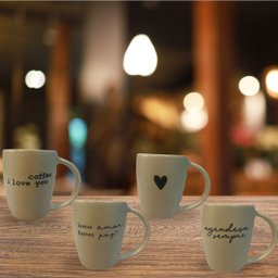 Jogo 4 Caneca Porcelana Fosca 120ml para Café - Bege - 4