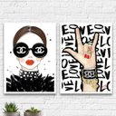 Ver imagem 2 de Kit 2 Quadros Fashion Moda Rock 33x24cm:Madeira branca