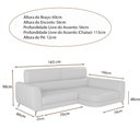 Ver imagem 3 de Sofá com Chaise 2 Lugares 165cm Flames Courino Marrom - Sallar Home