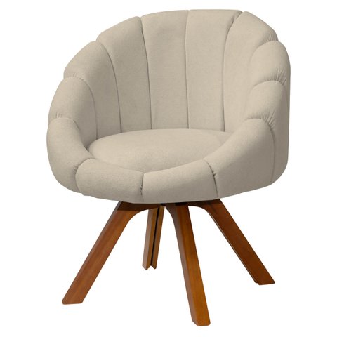 Poltrona Decorativa Orgânica Flora Base Giratória Bouclê - Sofa Store:bouclê Bege