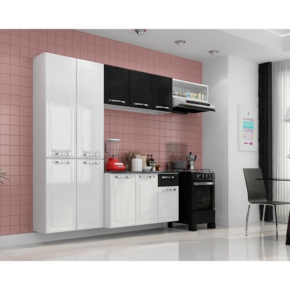 Cozinha Itatiaia Compacta em Aço Amanda 2023 Branca e Preta ...