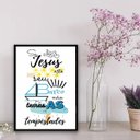 Ver imagem 2 de Quadro Se Jesus Está No barco Não Temas A Tempestade 24x18cm - com vidro:Madeira preta