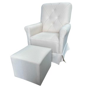 Poltrona Cadeira De Amamentação Com Balanço E Puff Ana Alice Suede Bege Ms Decor