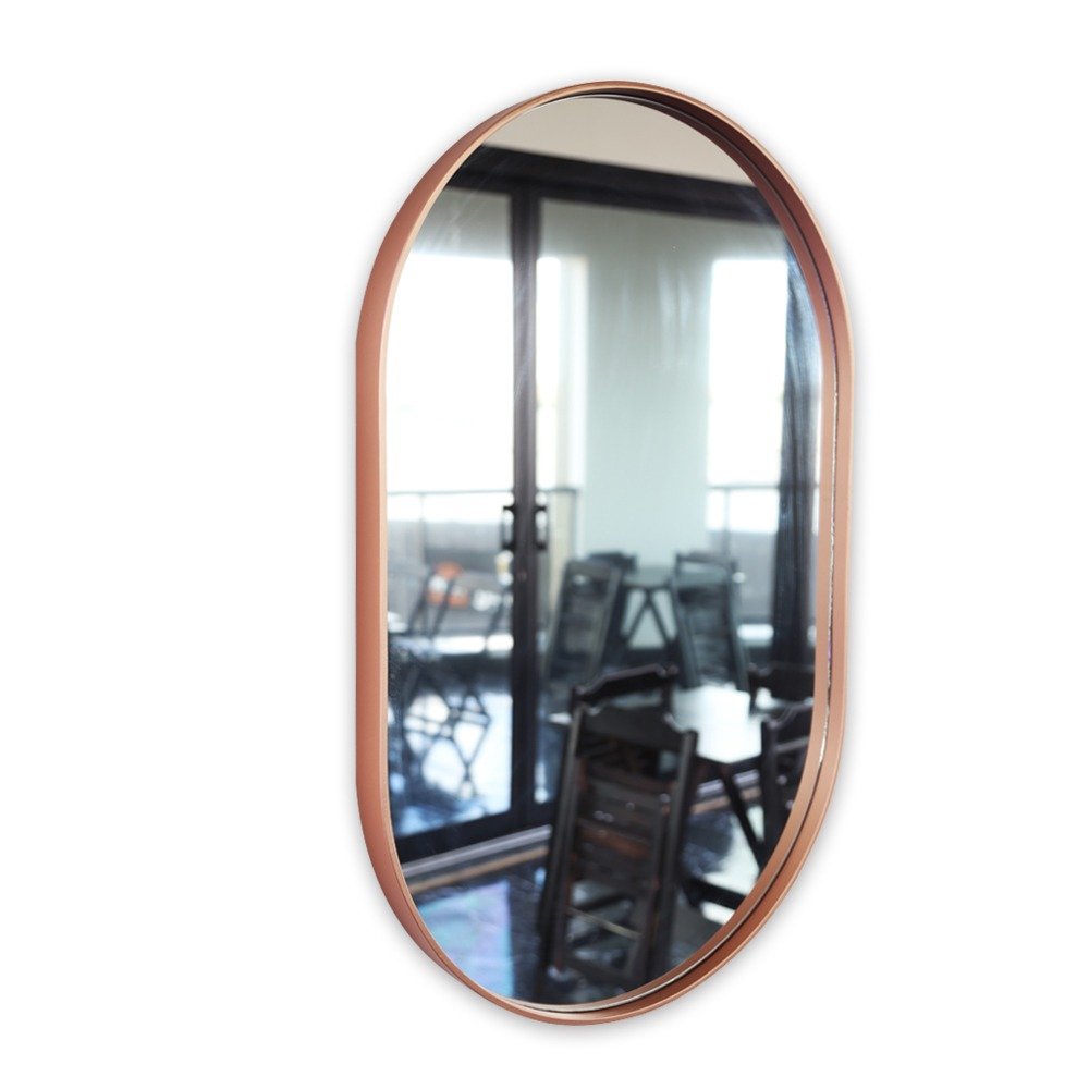 Espelho Decorativo Oval Com Moldura Rosa Para Sala Banheiro 80x50cm - 2