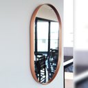 Ver imagem 1 de Espelho Decorativo Oval Com Moldura Rosa Para Sala Banheiro 80x50cm