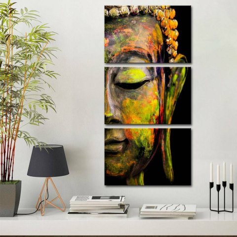 Quadros Decorativos Buda Colorido 120 X 60 Cm