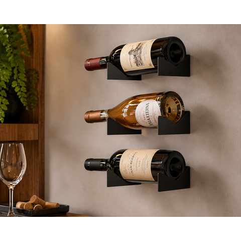 3 Suportes para Garrafa de Vinho Parede Adega Aço Schmitt
