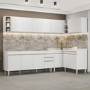 Ver imagem 2 de Armário de Cozinha Modulado de Canto 7 Peças Cp34 Balcão sem Tampo Branco - Lumil Lumil Móveis