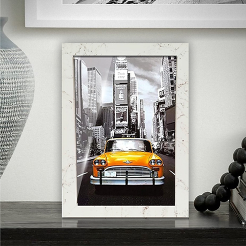 Porta Retrato 20x30 com Vidro Moldura Branco Marmorizado