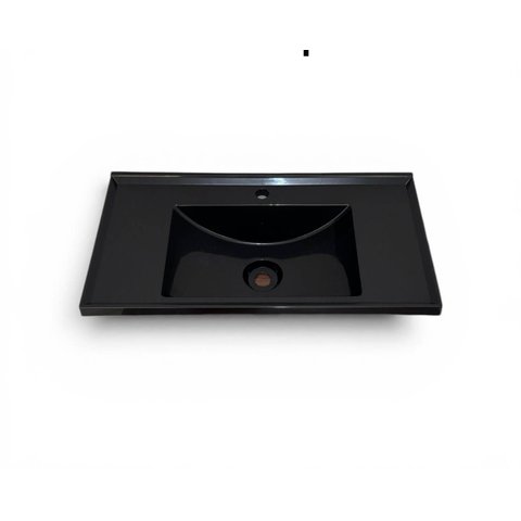 Cuba Pia para Banheiro em Plastico Lavabo Sobrepor Redonda ou Retangular:Preto Retangular