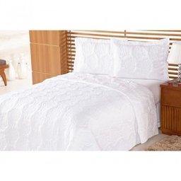 Cobre Leito Pratic Rosas Queen 3 Pecas - Branco - 1