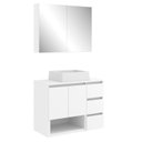Ver imagem 2 de Gabinete de Banheiro 80cm Vitória com Espelheira e Cuba Branco