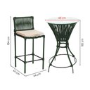 Ver imagem 4 de Conjunto 2 Banquetas e Bistrô com Tampo de Vidro em Aço e Corda Náutica Verde Baré Assento Bege