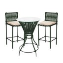 Ver imagem 2 de Conjunto 2 Banquetas e Bistrô com Tampo de Vidro em Aço e Corda Náutica Verde Baré Assento Bege