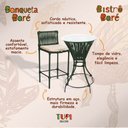 Ver imagem 3 de Conjunto 2 Banquetas e Bistrô com Tampo de Vidro em Aço e Corda Náutica Verde Baré Assento Bege