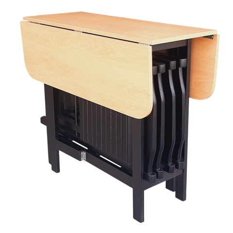 Conjunto Prático Mesa e 4 Cadeiras Dobrável Preto Tampo Mel Lindo, Bar, Lozinha, Lazer, Etc.