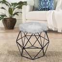 Ver imagem 2 de Puff Aramado Hexágono Pelucia Cinza Base Preto - D’Rossi