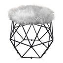 Ver imagem 1 de Puff Aramado Hexágono Pelucia Cinza Base Preto - D’Rossi
