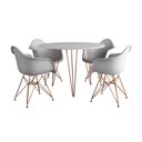 Ver imagem 6 de Mesa Jantar Redonda 90Cm Branca Clips 3 Pés Com 4 Poltronas Brancas Base Cobre - Cor: Branco