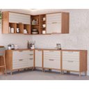 Ver imagem 1 de Cozinha Completa Eloise 7 Peças (3aéreos+4balcões) Cz027 Freijo-off White - Mgm