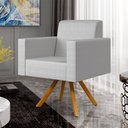 Ver imagem 2 de Kit 02 Poltronas Decorativa Base Giratória de Madeira Helô L02 Facto Cinza Metalizado - Lyam