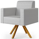 Ver imagem 3 de Kit 02 Poltronas Decorativa Base Giratória de Madeira Helô L02 Facto Cinza Metalizado - Lyam
