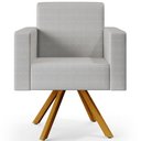 Ver imagem 6 de Kit 02 Poltronas Decorativa Base Giratória de Madeira Helô L02 Facto Cinza Metalizado - Lyam